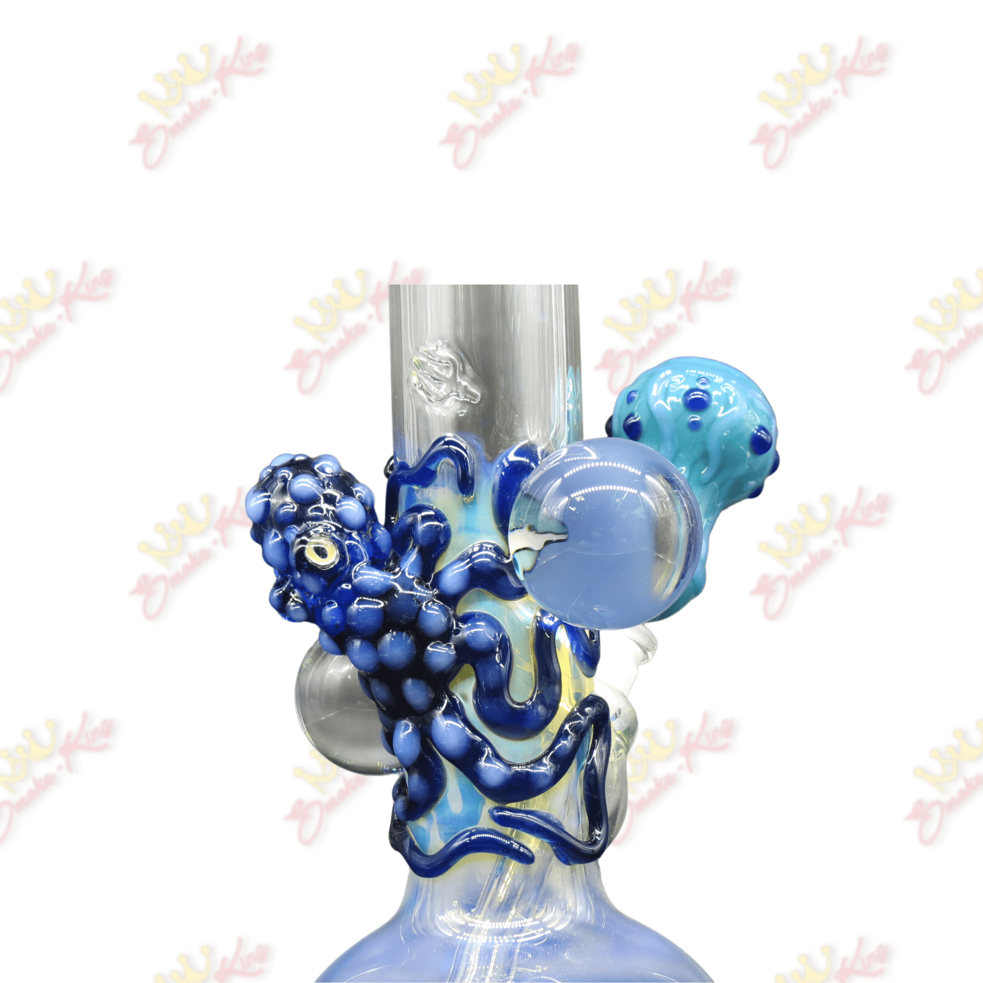 Smoke King Blue Octopus Bong w/ double ball hologram - Smoke King