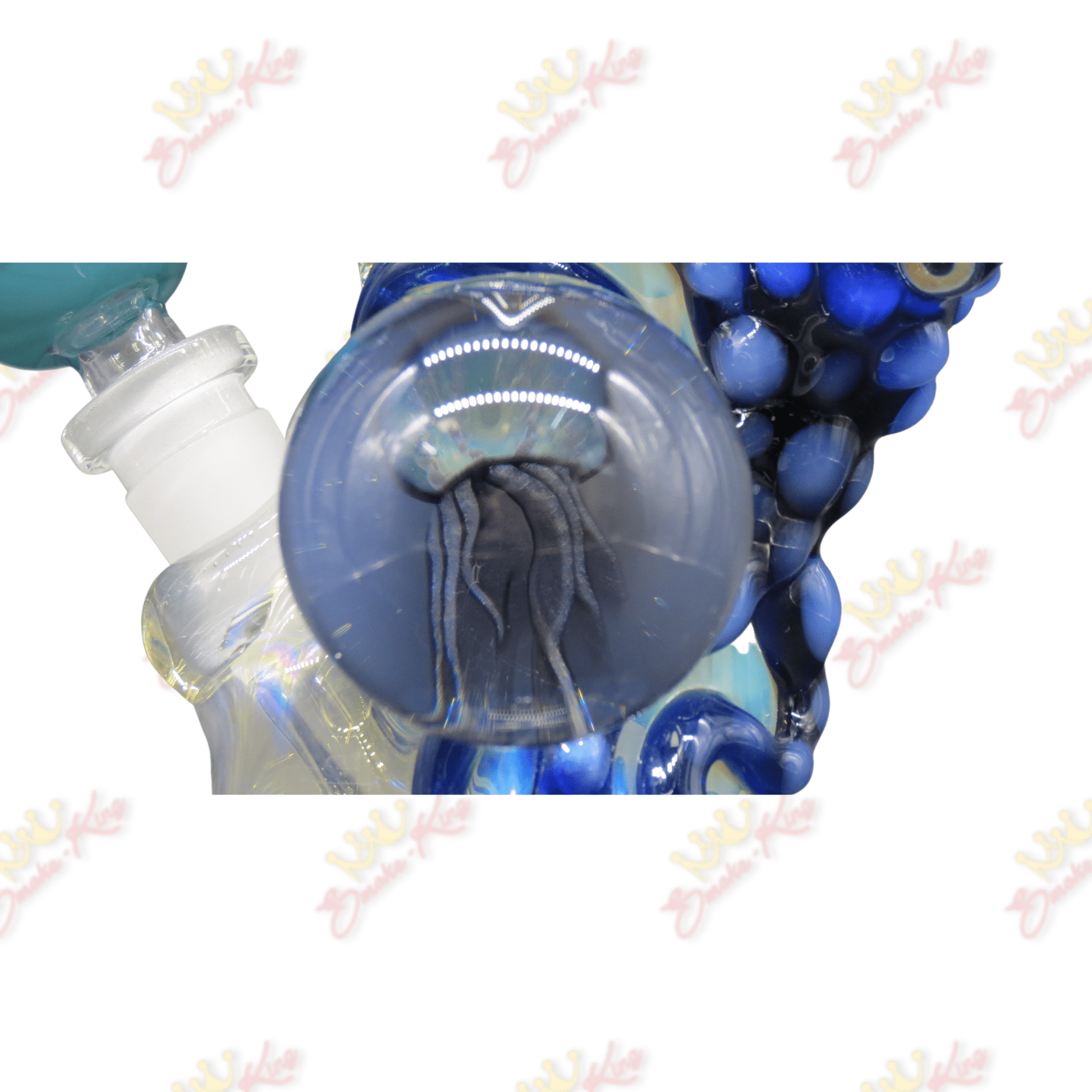 Smoke King Blue Octopus Bong w/ double ball hologram - Smoke King