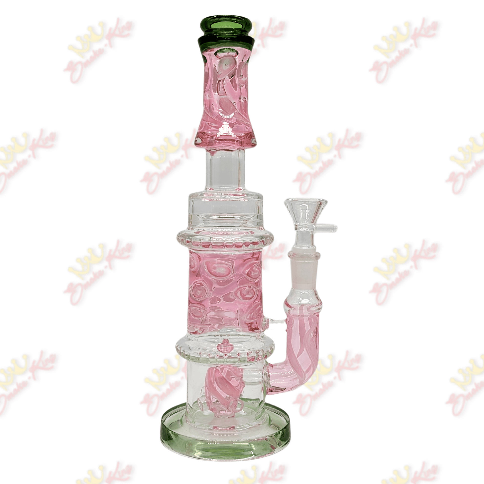 Smoke King Pink 11' Inch Dual Glass Water Pipe