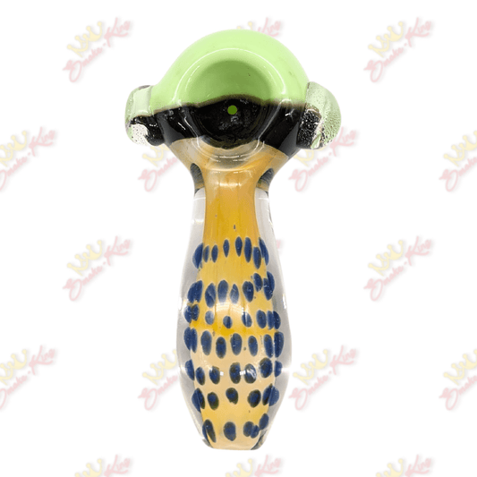 Green & Blue Dotted Glass Spoon Pipe