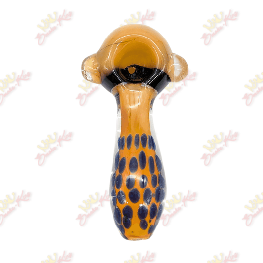Amber & Blue Dotted Glass Pipe
