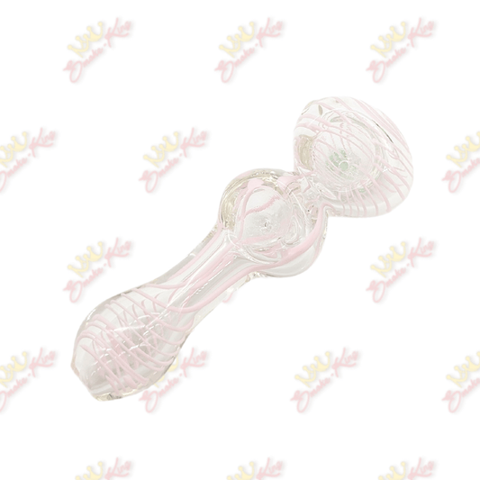 Clear & Pink Striped Glass Spoon Pipe