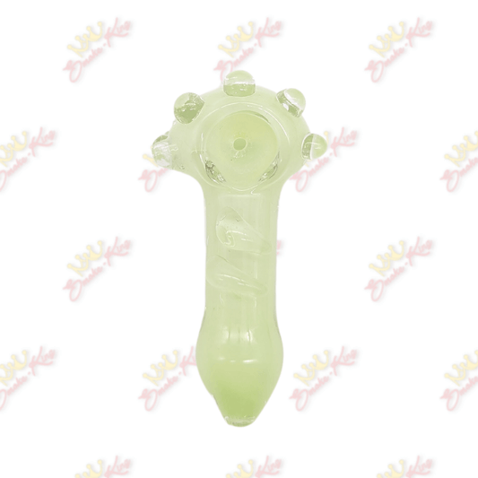 Glow-in-the-Dark Green Knobby Glass Spoon Pipe