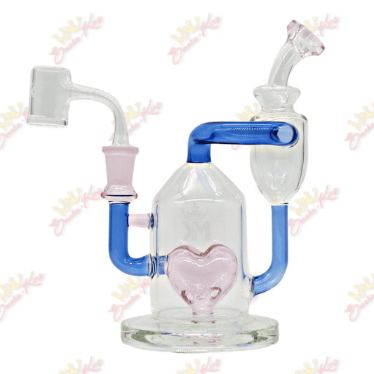 MK glass Concentrate 7' Inch Heart MK Glass Bong/Dab Rig
