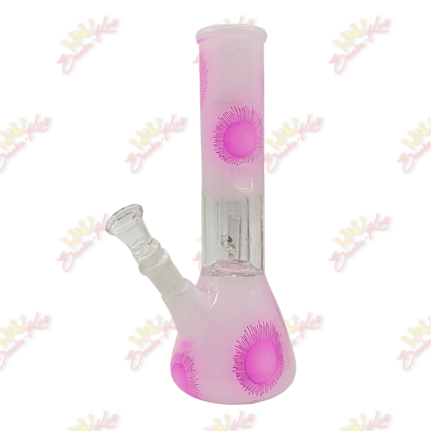 Smoke King Pink 8' Inch Percolator Flower Design Bong