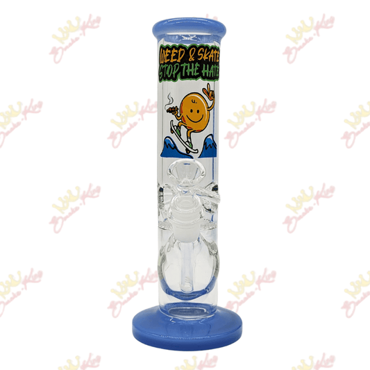 Smoke King Blue 10' Inch Weed and Skate Straight Bong