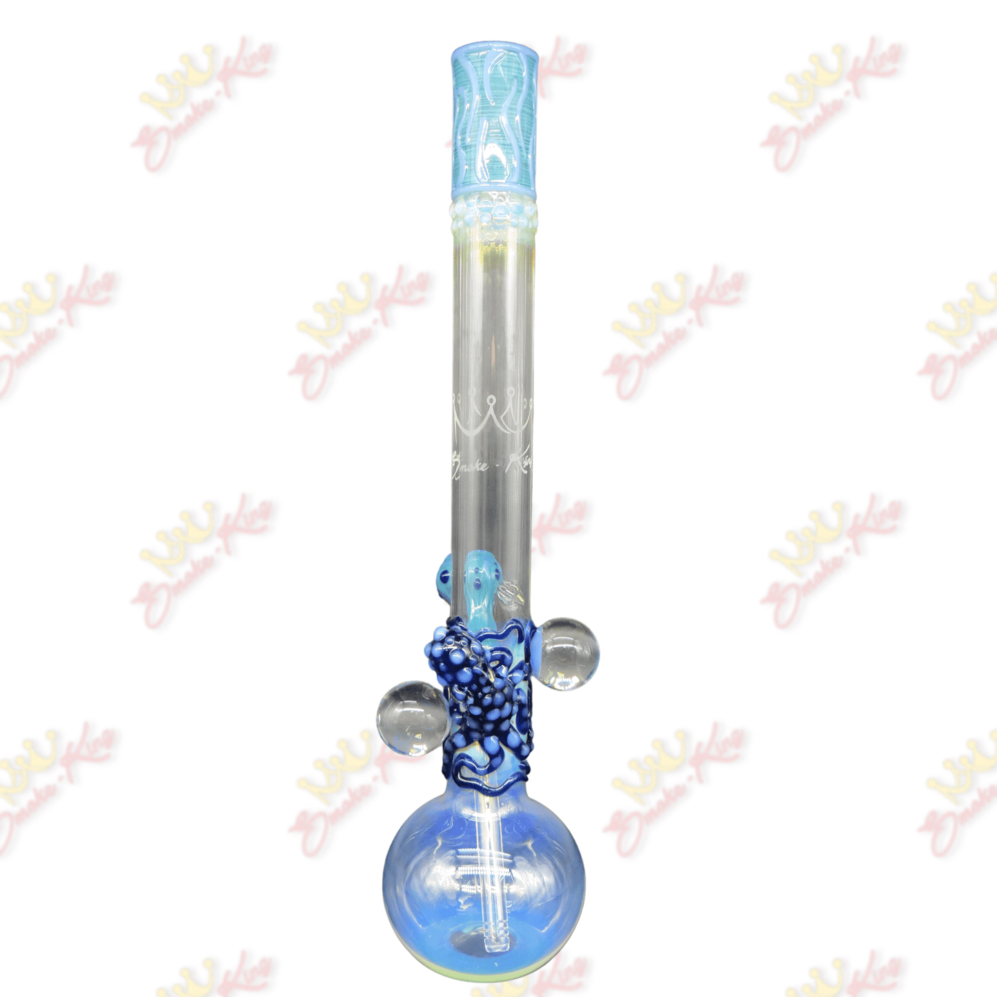 Blue Octopus Bong w/ double ball hologram - Smoke King