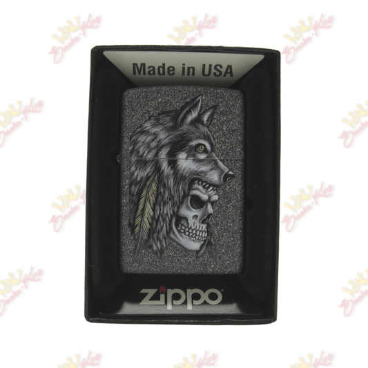 Zippo Wolf Skull Feather Design Zippo Wolf Skull Feather Design Zippo | Smoke King
